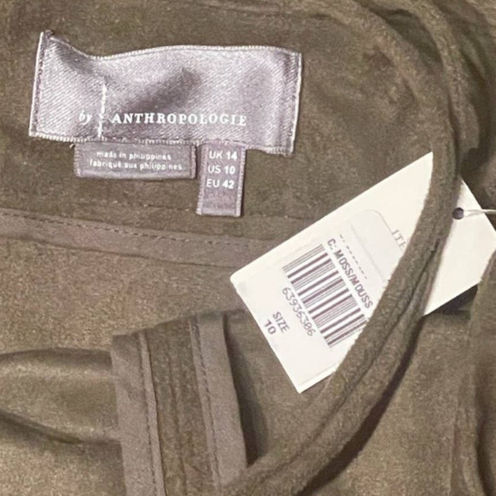 Anthropologie Faux Suede Midi Slip Dress Size 10 Moss Green NWT - Picture 10 of 11